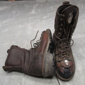 Georgia Boots Mens 8M Brown Leather 9" Logger Waterproof Safety Toe G7313 Work